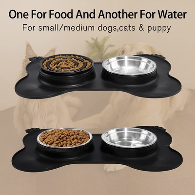 Elevated Pet Slow Eating Dog Bowl Dispenser Anti Tipping