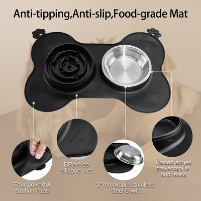 Elevated Pet Slow Eating Dog Bowl Dispenser Anti Tipping