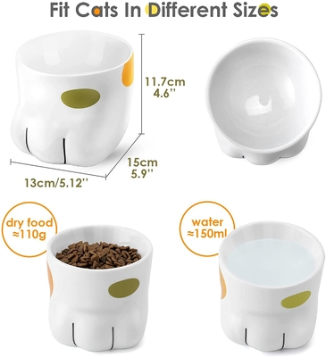 Raised Ceramic Food Water Bowl ABS For Cat Reduce Neck Burden