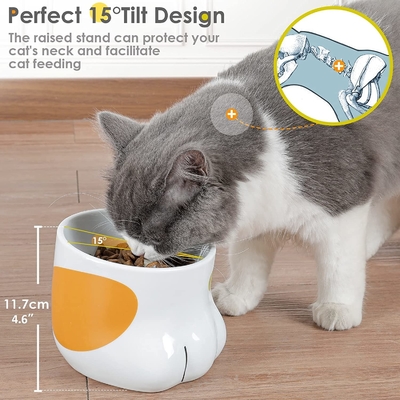 Raised Ceramic Food Water Bowl ABS For Cat Reduce Neck Burden
