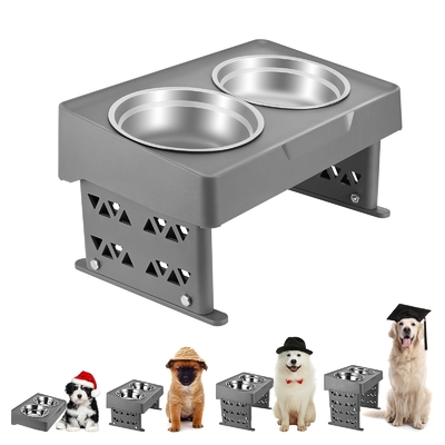 Stainless Steel Elevated Pet Feeder Bowls Tableware Slip Neck Protection Adjustable Lifting