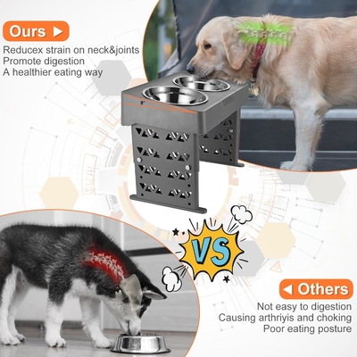 Stainless Steel Elevated Pet Feeder Bowls Tableware Slip Neck Protection Adjustable Lifting