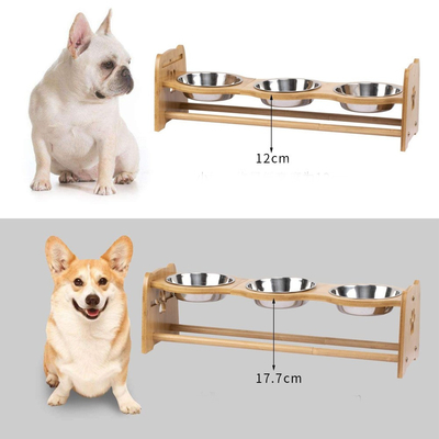 Wooden Rack Pet Feeder Bowls Adjustable Elevated Dog Bowl Customized
