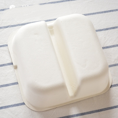 Disposable Pulp Pet Travel Bowl Cat Dog Food Basin Dry Wet Two Grid