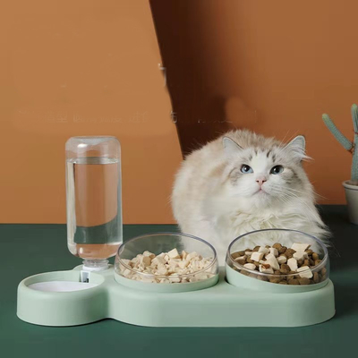 Anti Overturning Double Cat Water Bowl Automatic Water Storage For Protecting Cervical Spine