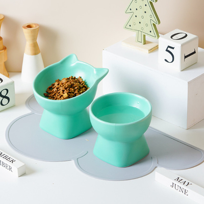 Ceramic Raised Pet Food Bowl For Flat Faced Cats