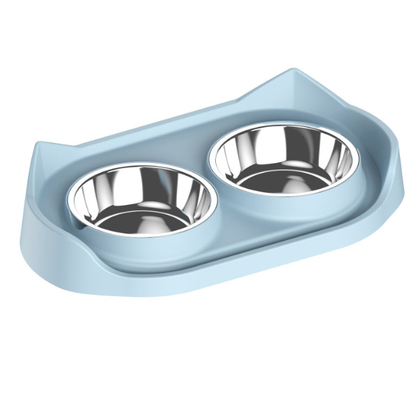 2 Stainless Steel Cat Dog Water Bowl No Spill Slow Feeder