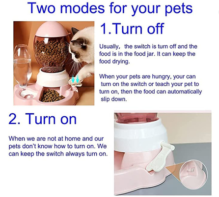 Plastic Automatic Pet Food Bowl For Small Medium Cats Dogs 2.2L