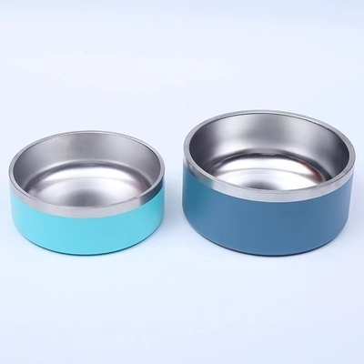 Stainless Steel Round Dog Bowl Double Layer Vacuum Pet Feeding Bowl