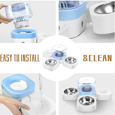 2 Stainless Steel Automatic Water Feeder Raised Dog Cat Bowl 10cm