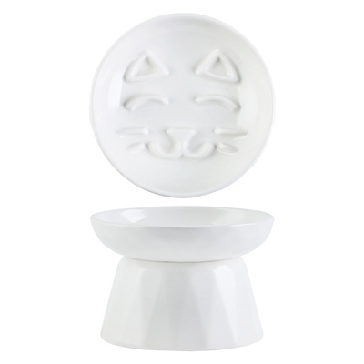 Ceramic High Foot Pet Slow Food Bowl Protecting Spine Cat Water Bowl