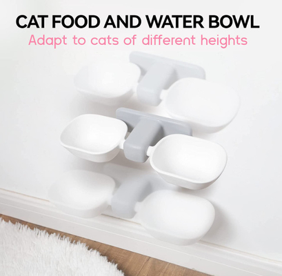ABS Adjustable Cat Water Bowl Wall Mounted No Spill 8.5 Oz