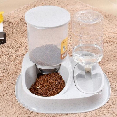 Plastic Automatic Pet Feeding Water Dispenser Cat Dog Double Bowl