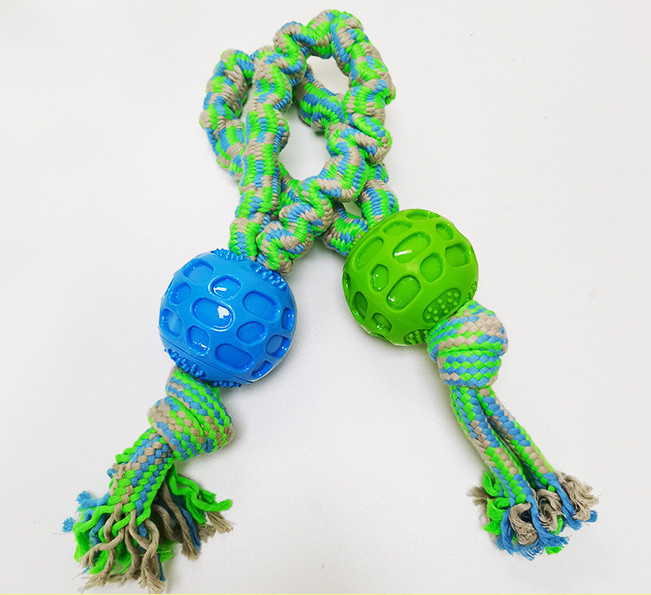 Non Toxic Dog Ball Green Dog Rope Toy For Aggressive Chewers 34cm