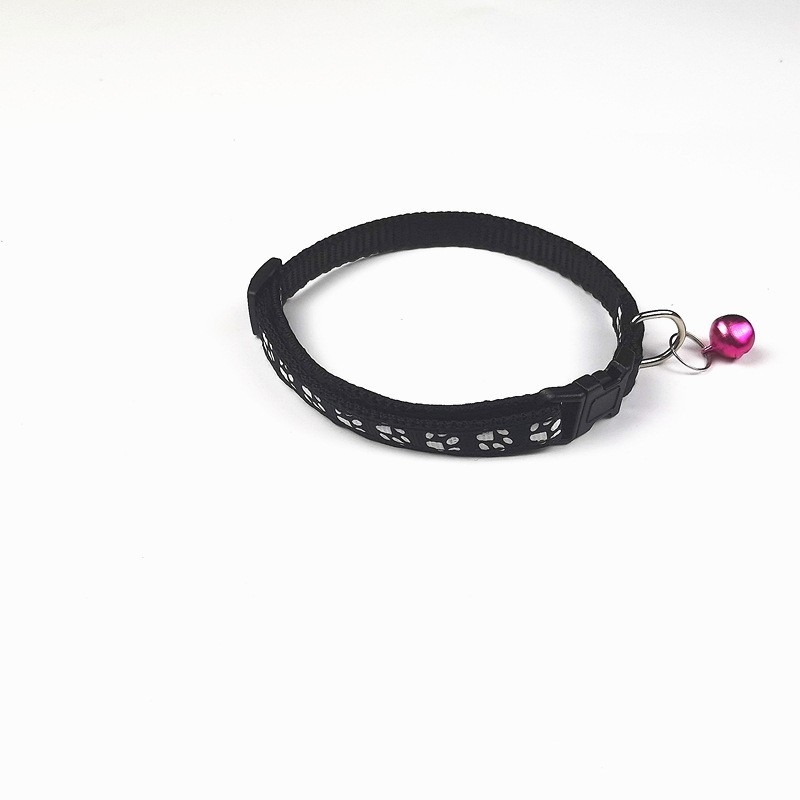 PP Small Dog Adjustable Collar Printed Foot Print With Bell Patch