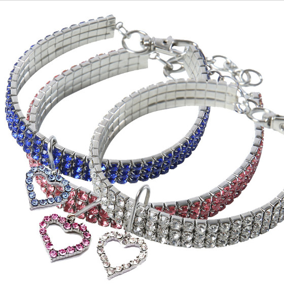 Adjustable Crystal Small Cat Collar Elastic Pet Necklace For Small Pet Cat Dogs Puppy