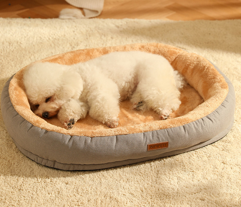 Basics Round Bolster Indestructible Dog Bed With Flannel Top
