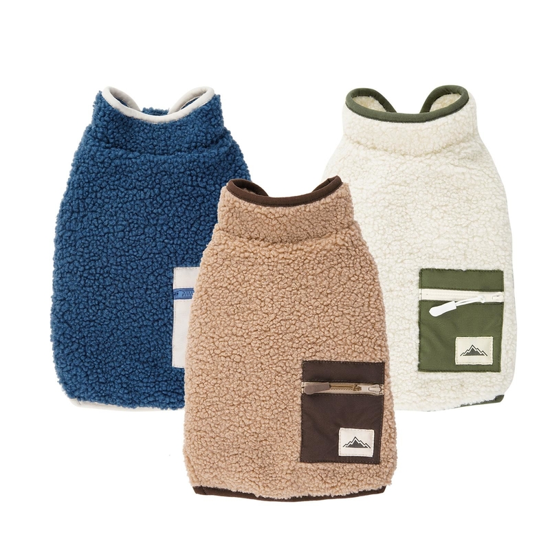 Polar Fleece Pet Casual Vest With Back Pocket Winter Wearing Clothes