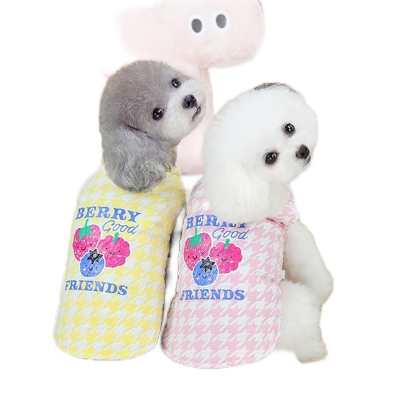 Thick Warm Wearing Dog Clothes Cute Clothing Dog Temperament Cherry Vest Pet Apparel