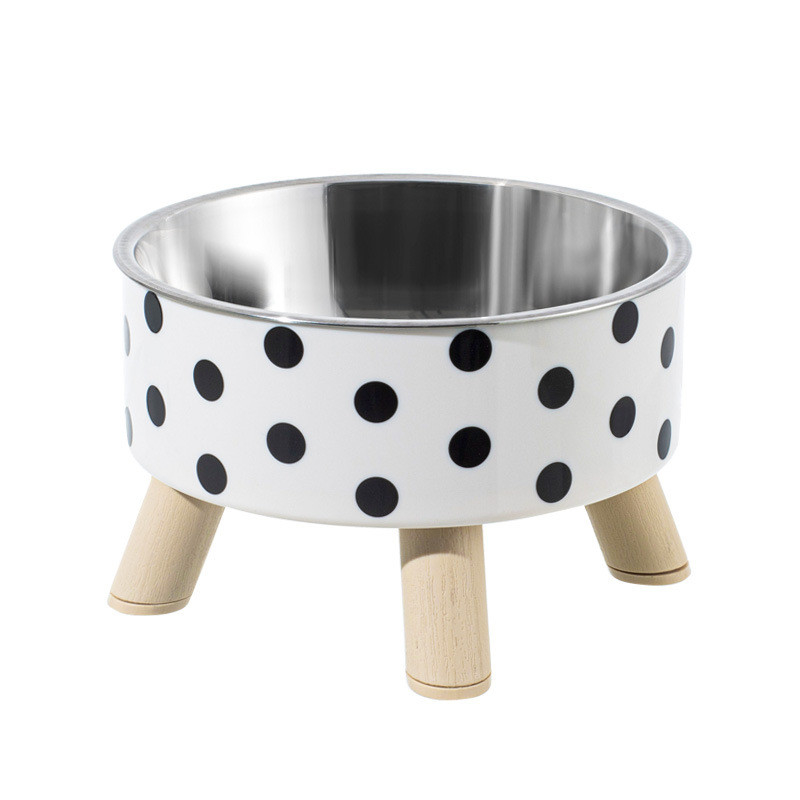 Pet Stainless Steel Elevated Single Bowl Anti-Upset Non-Slip Bowl Large Capacity Anti-Cervical Spine Dog Food Bowl