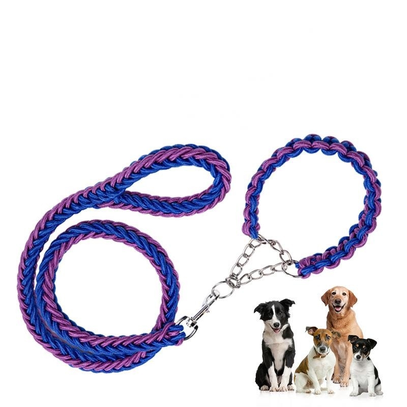 Pet Adjustable Collar Dog Anti Impact Eight Strand Nylon Braided Leash
