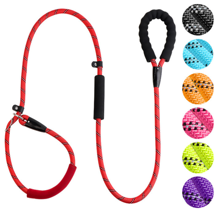 Red Nylon Training Dog Leash With Soft Comfortable Padded Handle 100 Ft Dog Leash