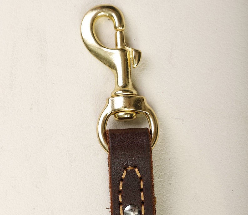 Pet Short Cow Leather Traction Large Dog Chain Rope Golden