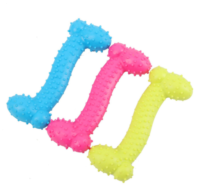 TPR ChewRubber Squeaky Dog Bone Toys Aggressive Chewers