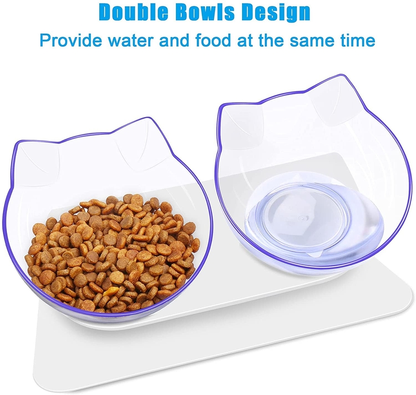 Elevated 15 Degree Tilted Raised Cat Bowls ABS Material