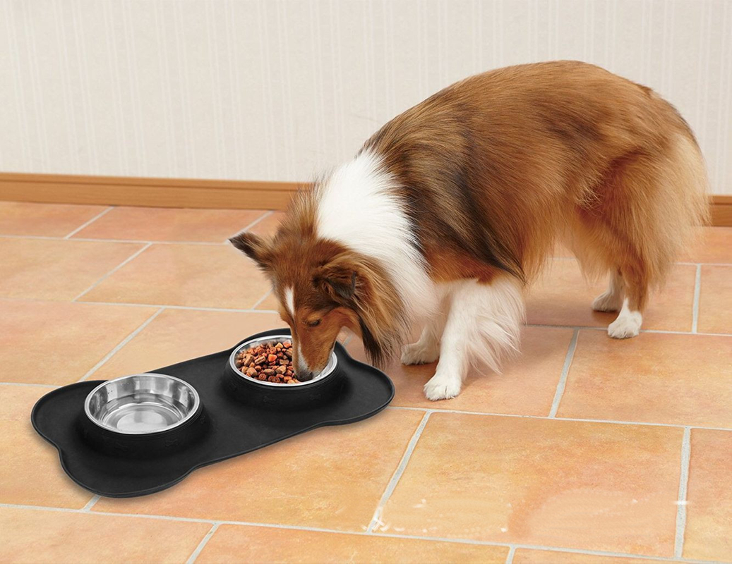 Soft Glue Bone Pet Bowl Stainless Steel customize logo