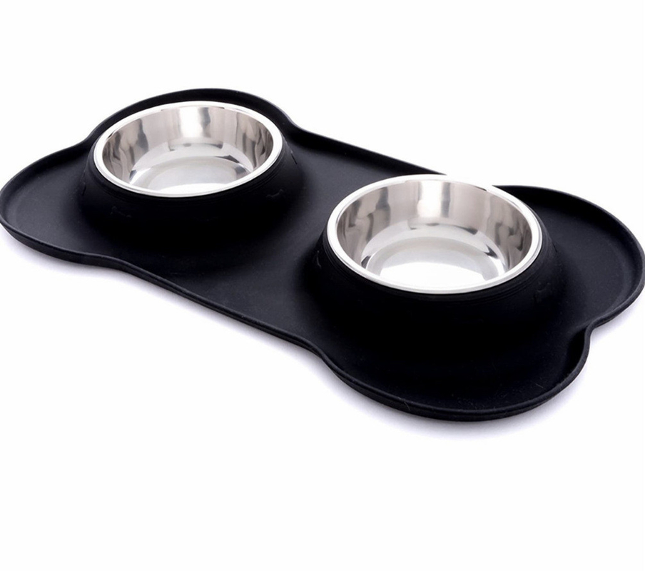 Silicone Pet Dog Stainless Steel Cat Bowl Meal Pad Portable