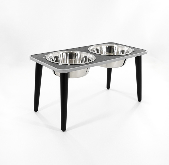 Collapsible Double Dog Bowl Elevated Adjustable Raised Stainless Steel