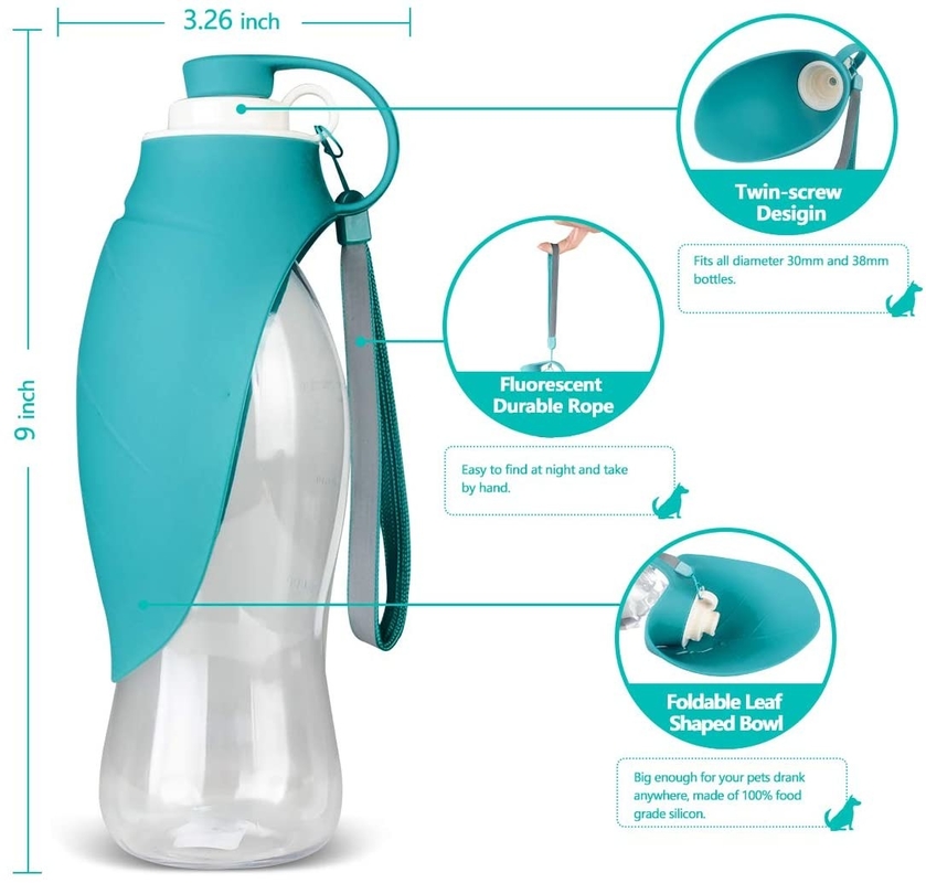 Pet Water Dispenser Feeder Container Portable with Drinking Cup Bowl Outdoor Hiking