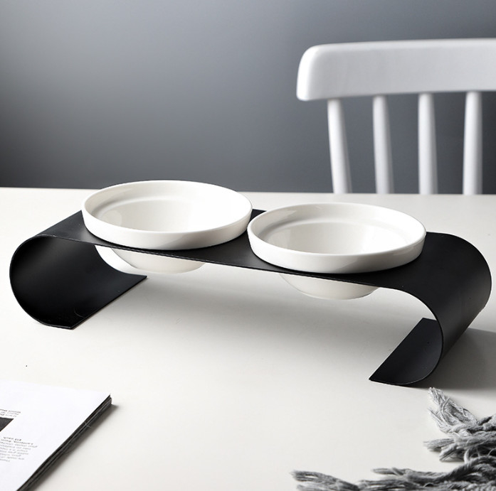 Elevated Ceramic Dog Cat Bowls for Food and Water