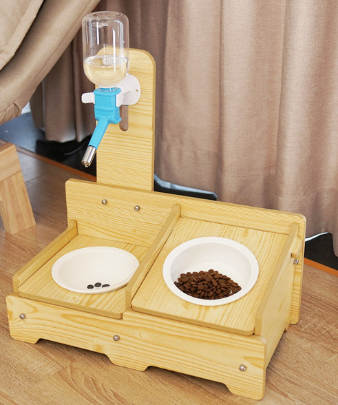 Double Raised Pet Bowls 15 Degree For Cats Dogs 38*25*10 CM