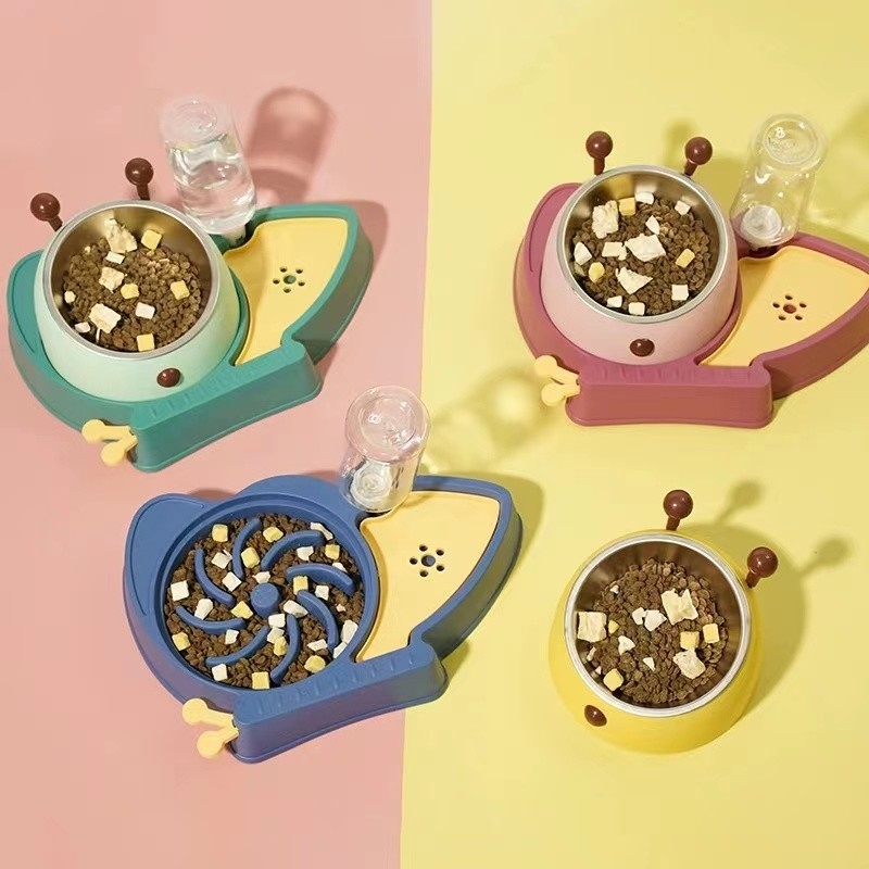 PP Anti Choking Slow Food Bowl Combination Cat Feeder Bowl