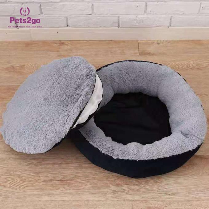 OEM donut shaped Faux Fur Comfy Calming Dog Bed